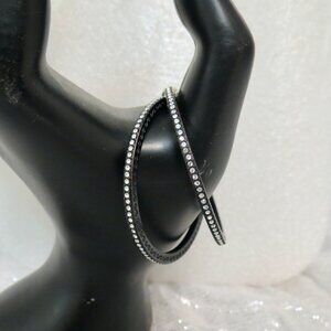 Brighton Meridian Eclipse Large Hoop Black Crystal Earrings 1-3/4"